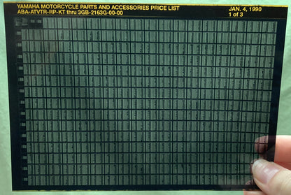 Genuine Yamaha Microfiche Lot Motorcycle/ATV/Snowmobile Parts Catalog and Manual