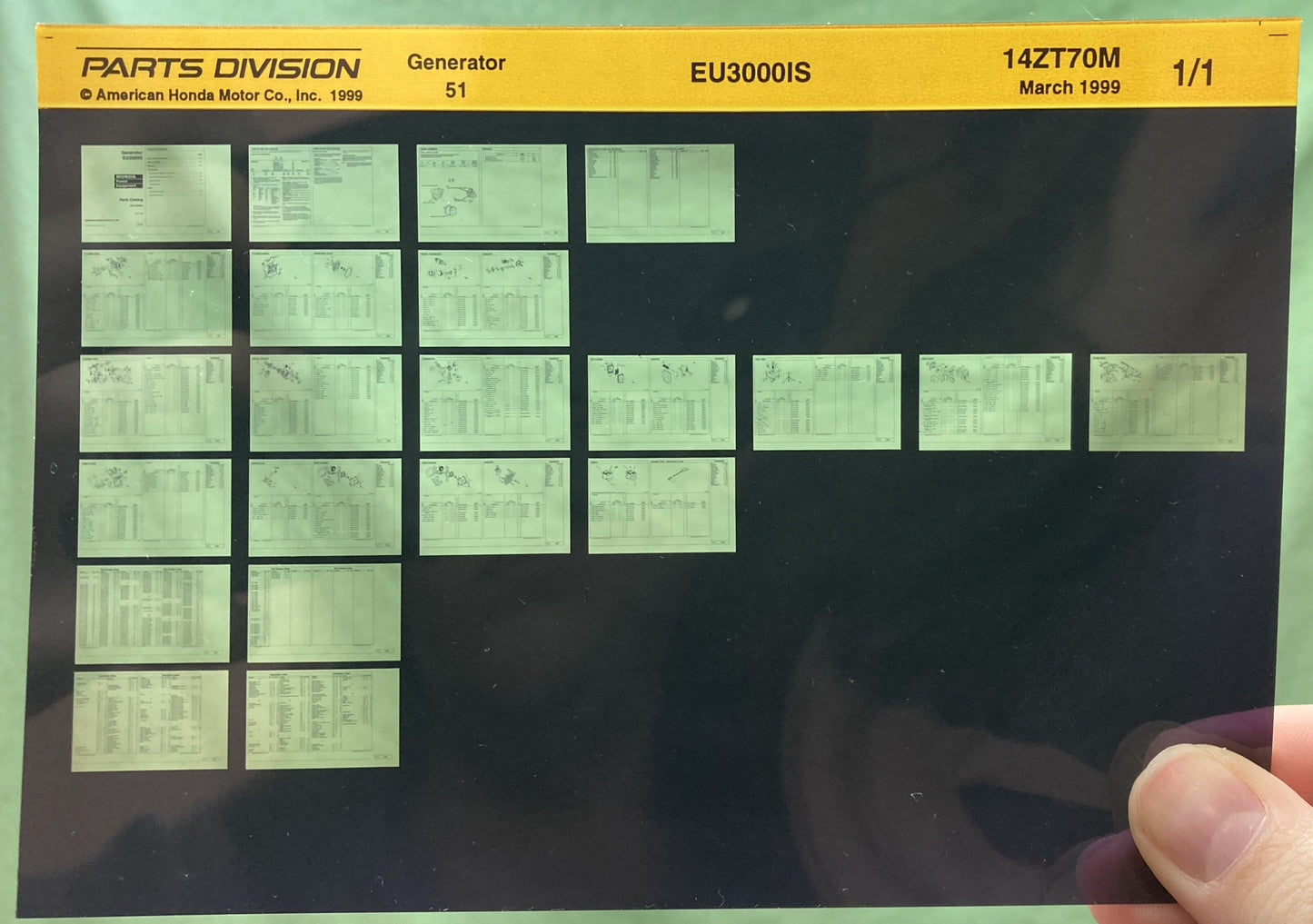 Genuine Parts Division Microfiche Lot Generator, Mower, Snow Blower, Gen. Engine