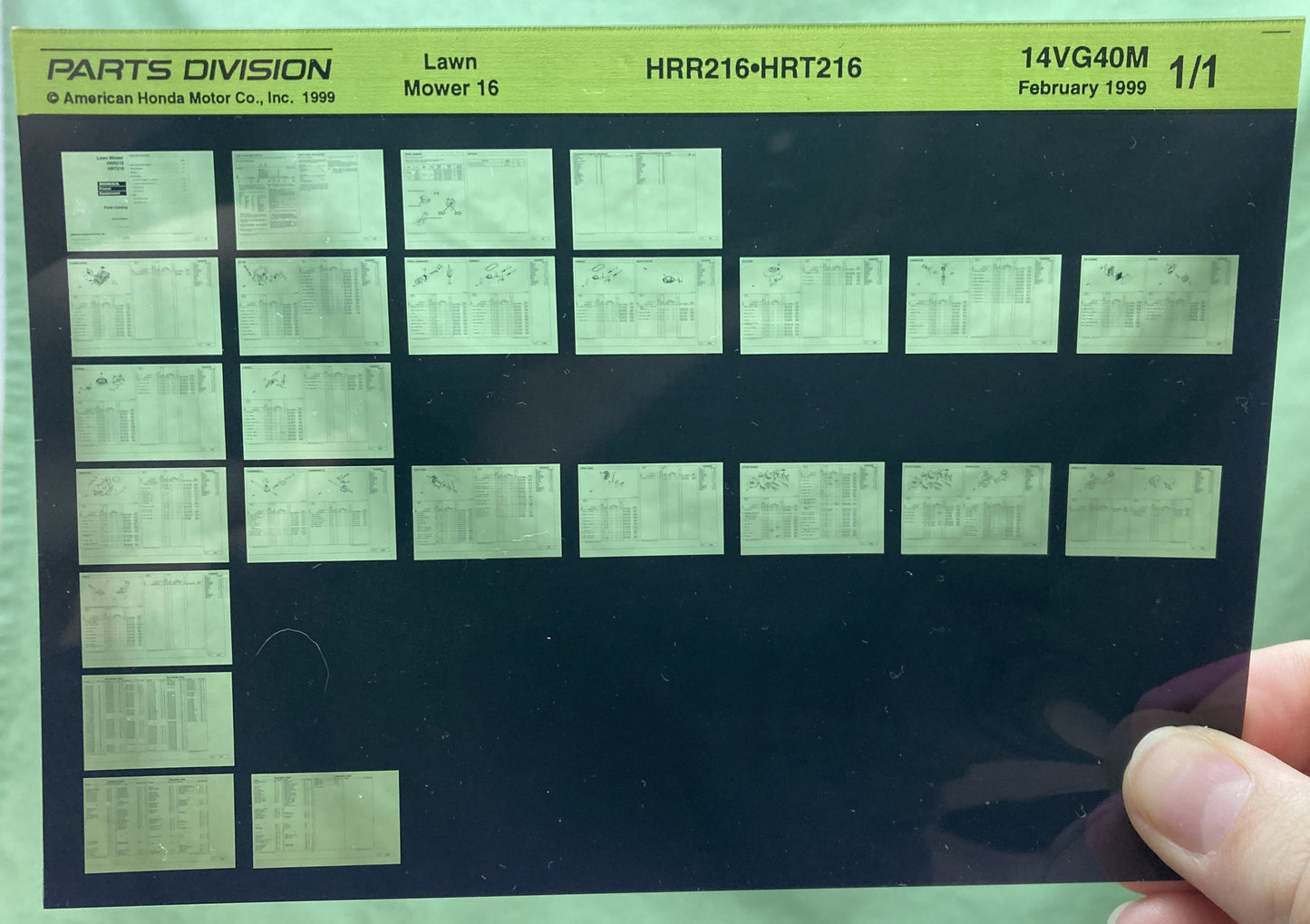 Genuine Parts Division Microfiche Lot Generator, Mower, Snow Blower, Gen. Engine