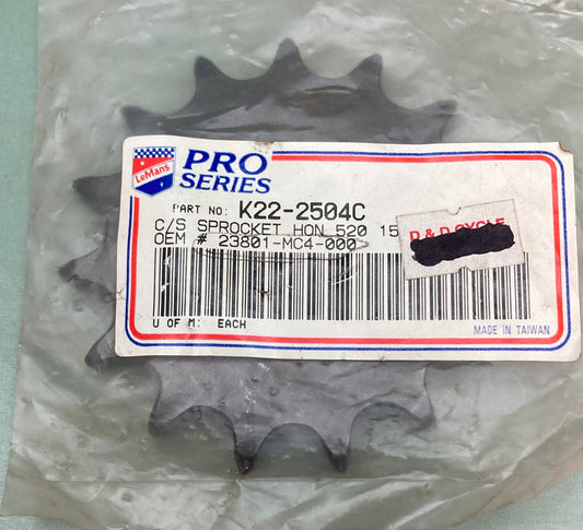 New Genuine LeMans K22-2504C Sprocket 15T Honda 23801-MC4-000
