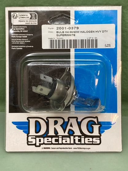 New Genuine Drag Specialties 2001-0379 Bulb H4 55/60W Halogen HVY DTY Superwhite