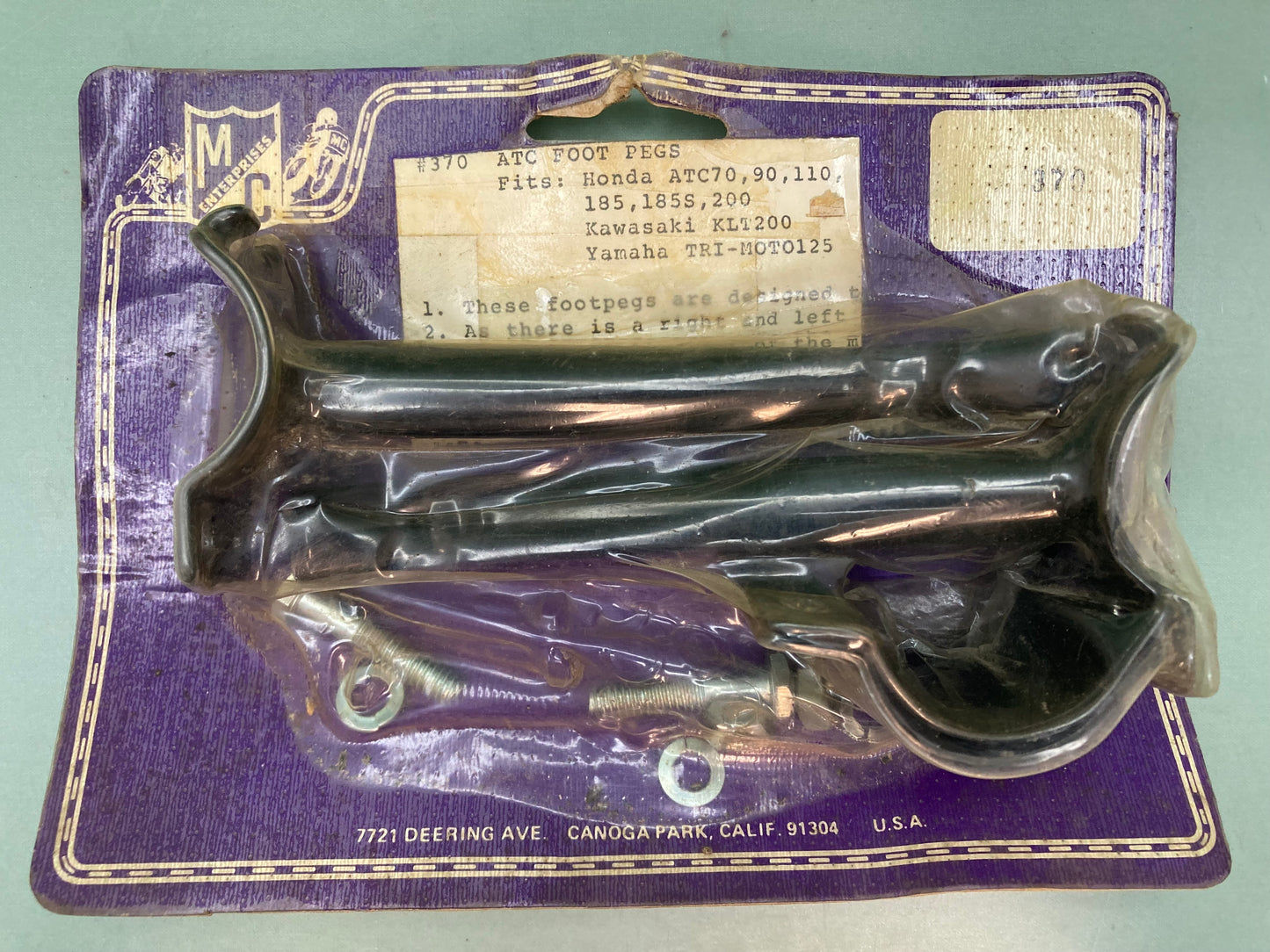 New Genuine MC Enterprises 370 Honda ATC70 foot pegs