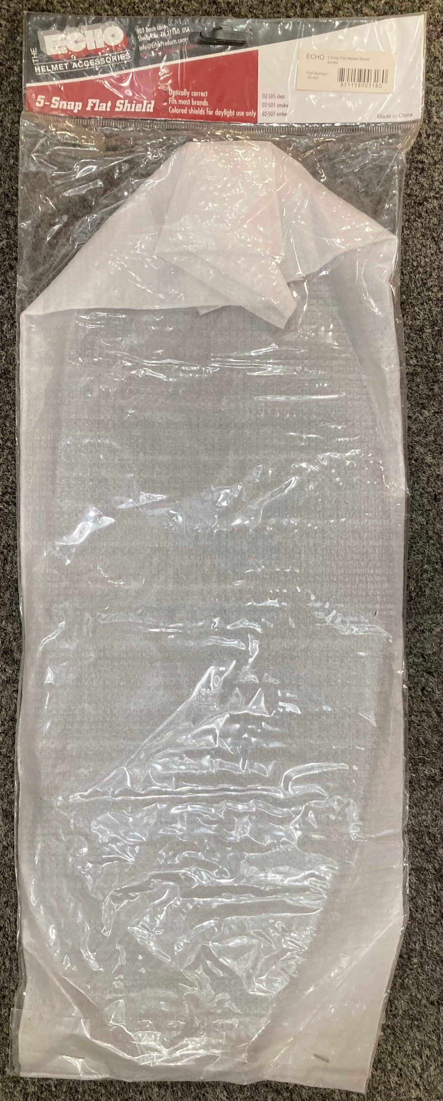 New Genuine ECHO 02-501 Flat Smoke Helmet Shield, 5-Snap
