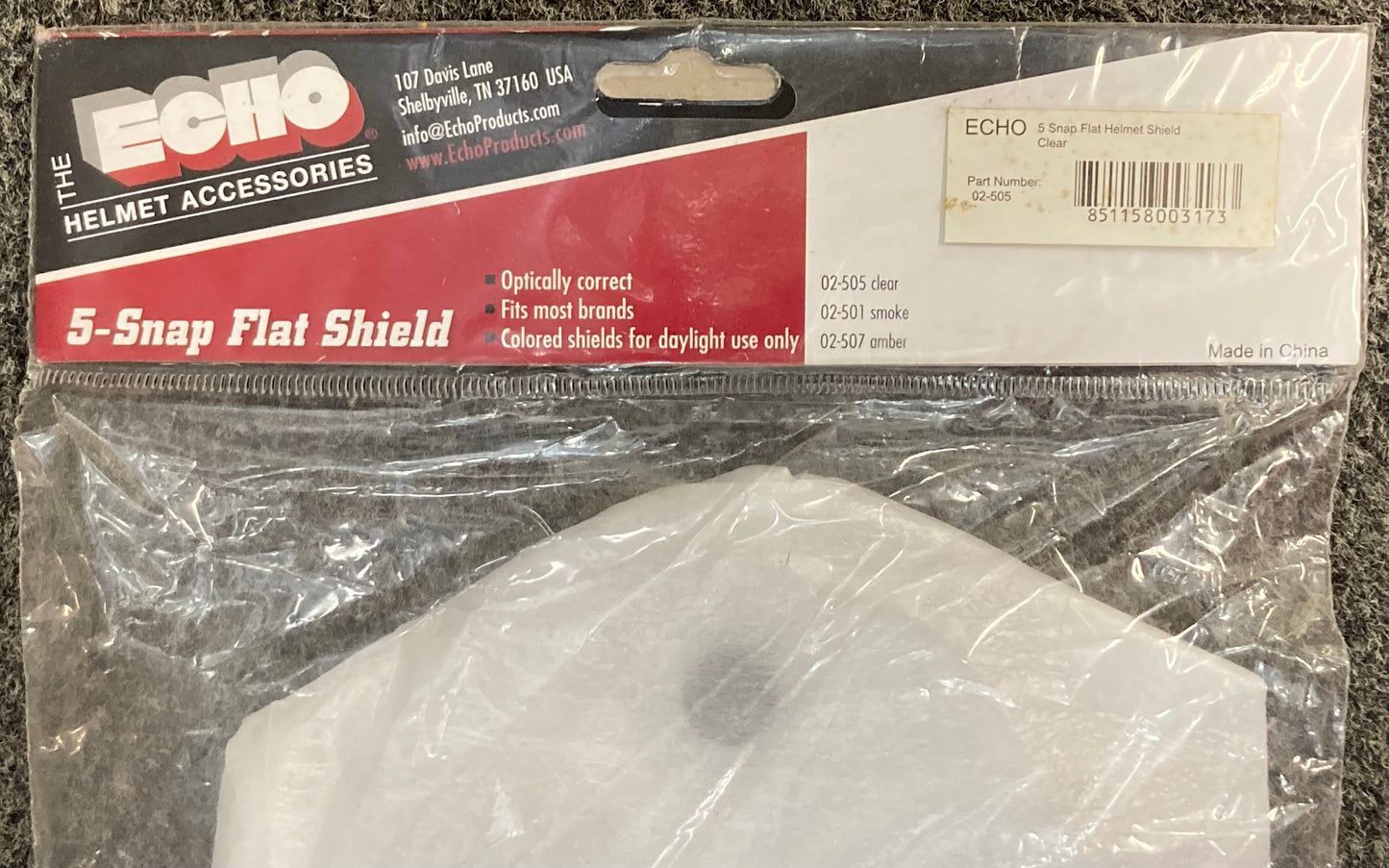 New Genuine ECHO 02-505 Flat Clear Helmet Shield, 5-Snap