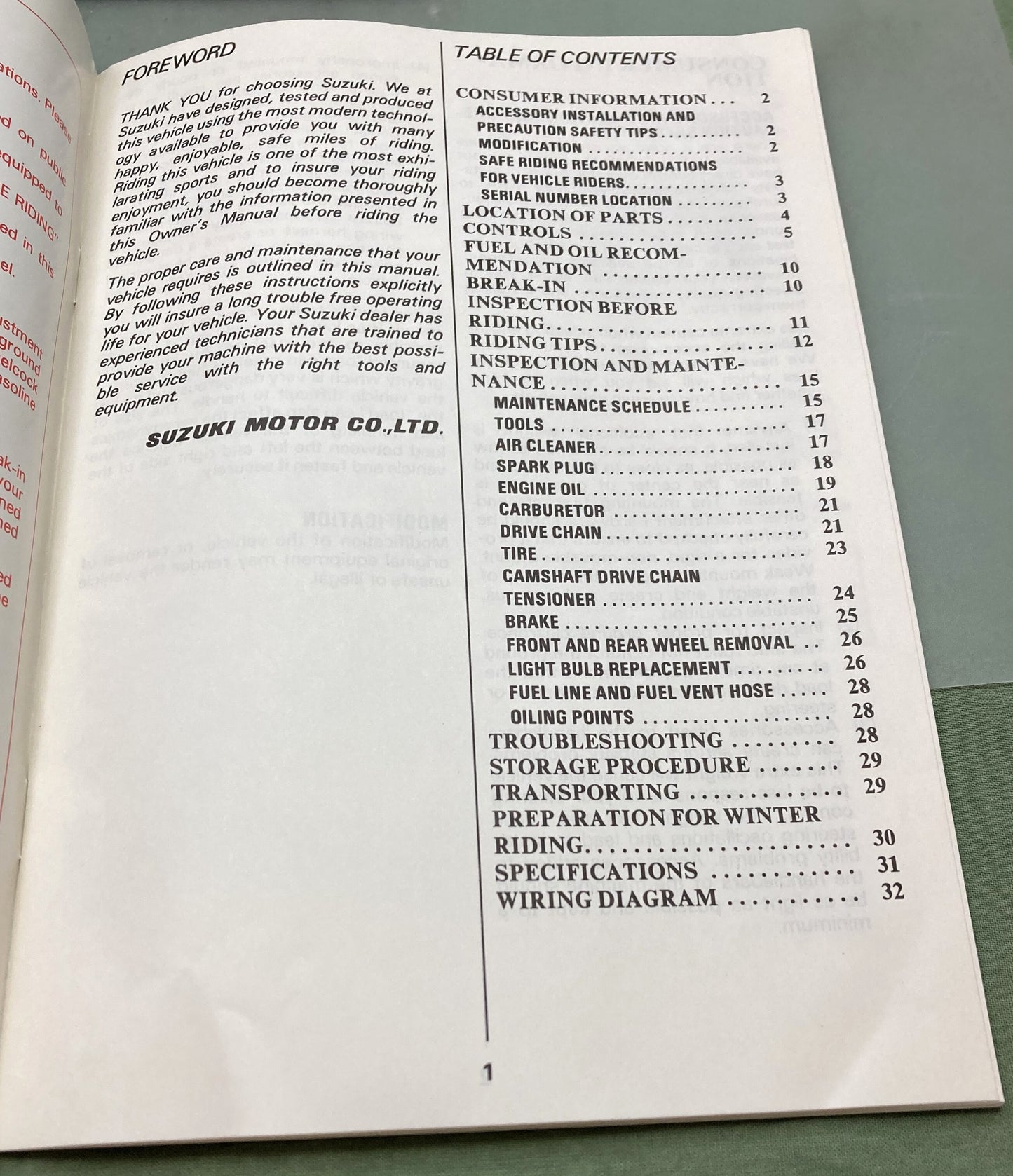 Genuine Suzuki 99011-24421-03A LT185 Owner's Manual 1984