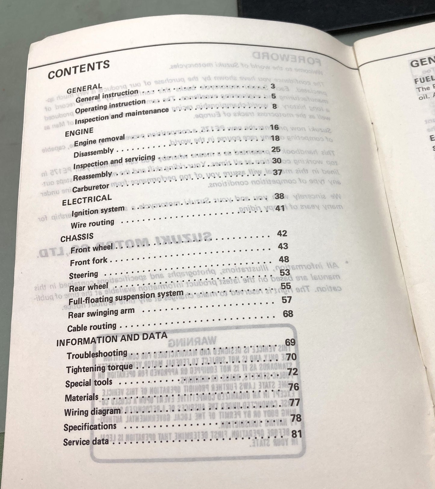 Genuine Suzuki 99011-14420-03A PE175 Owner's Maintenance Manual 1981