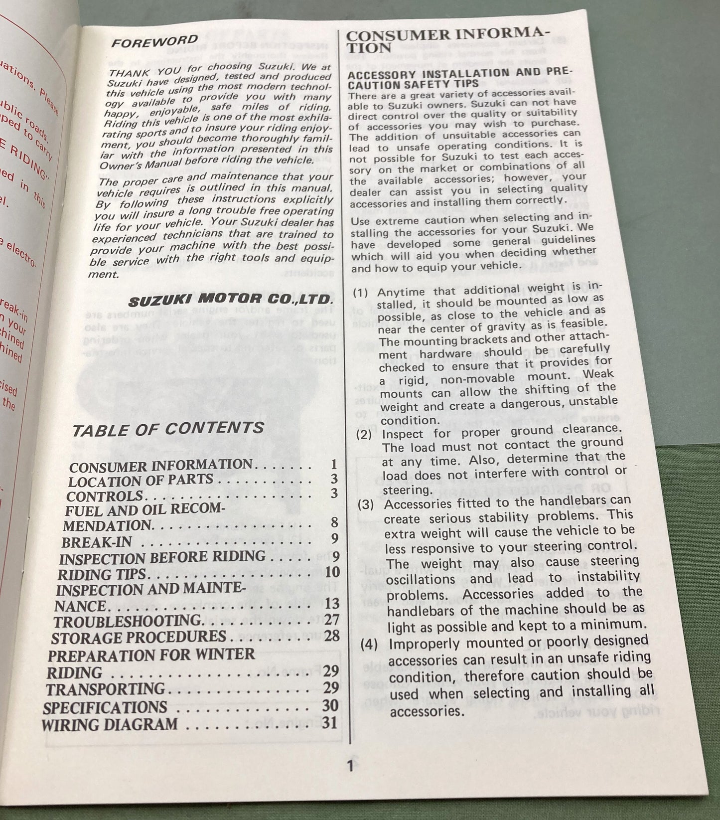 Genuine Suzuki 99011-24520-03A LT250E Owner's Manual 1984