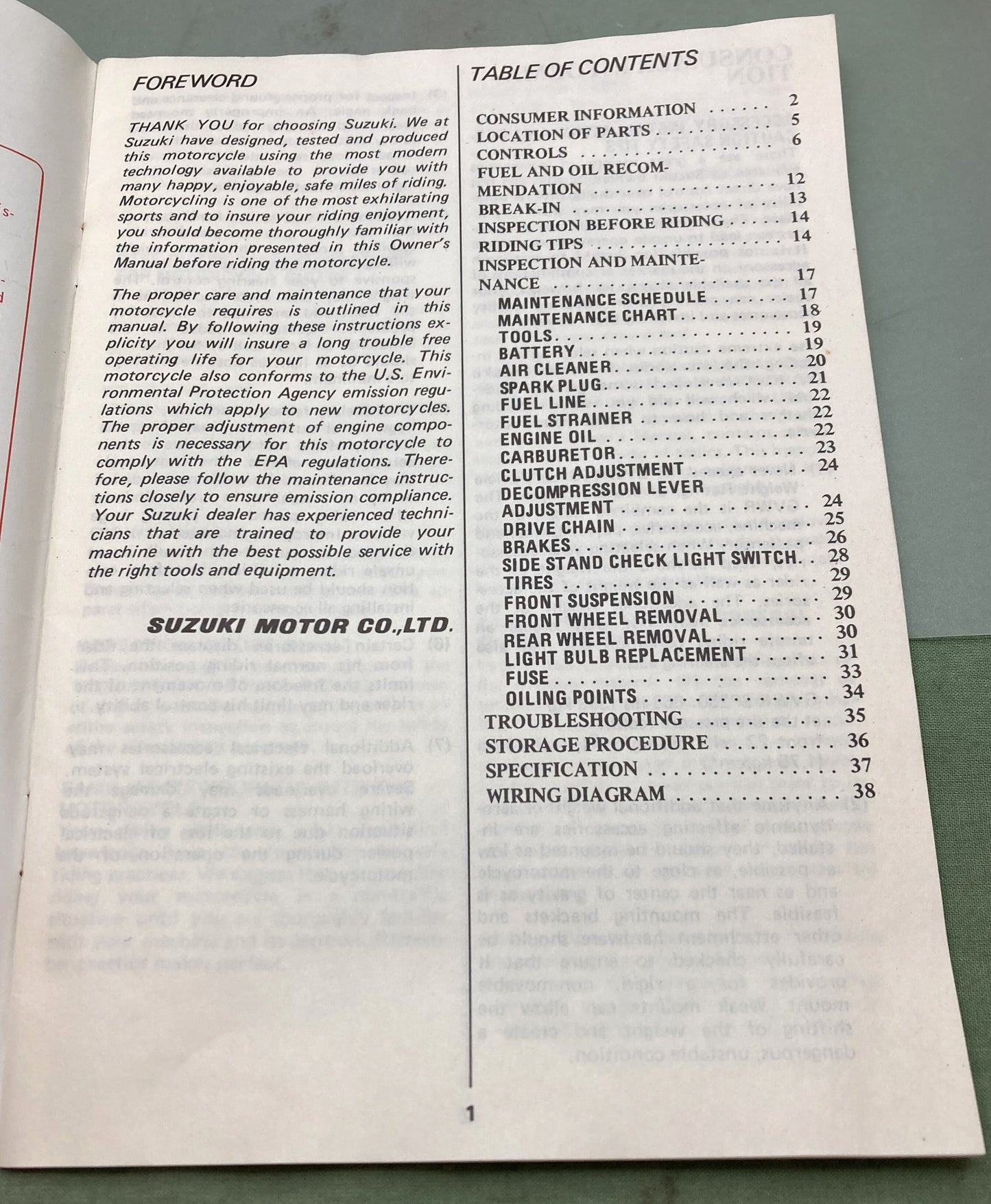 Genuine Suzuki 99011-38223-03A SP250 Owner's Manual 1984