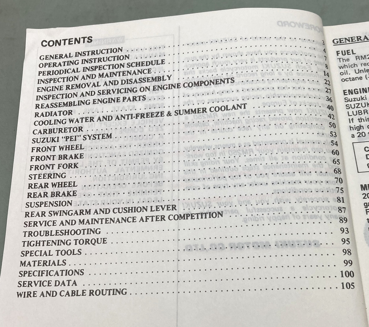 Genuine Suzuki 99011-28C50-03A RM250 Owner's Maintenance Manual 1988