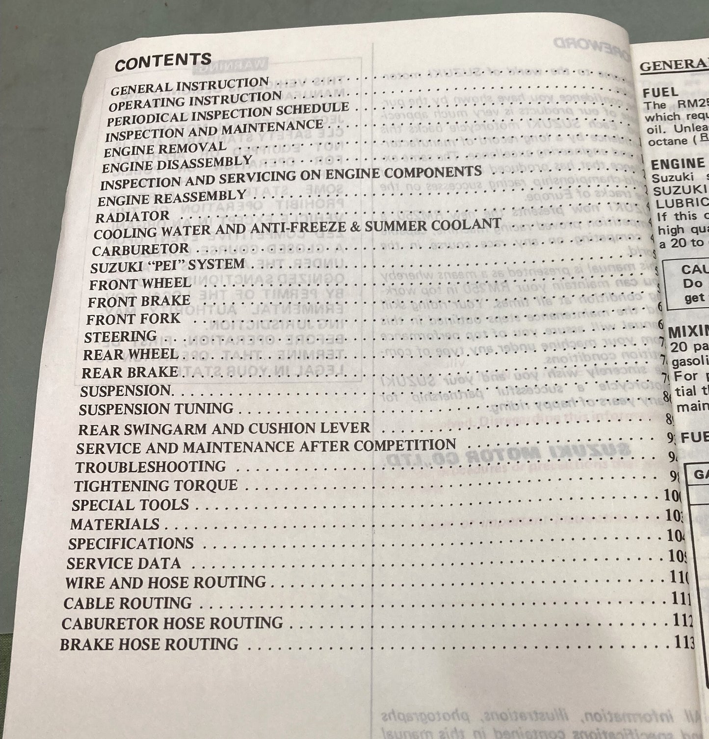 Genuine Suzuki 99011-26C50-03A RM250 Owner's Maintenance Manual 1987