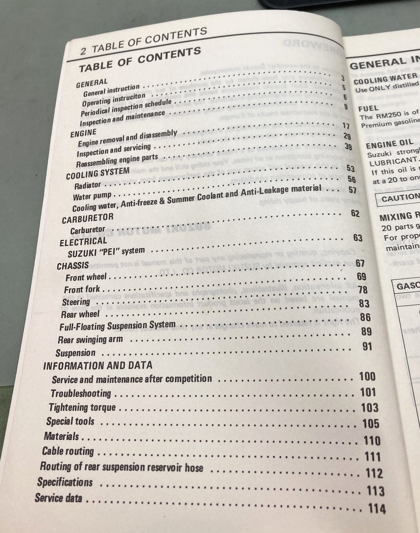 Genuine Suzuki 99011-14320-03A RM250 Owner's Maintenance Manual 1981