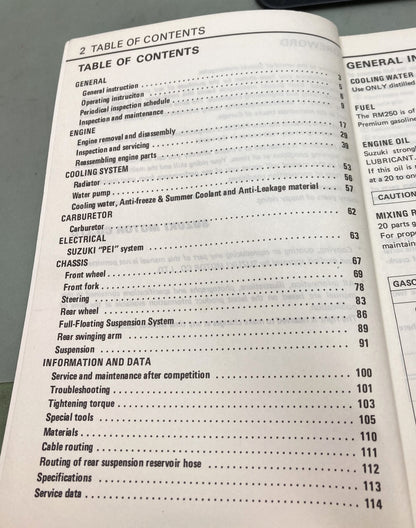 Genuine Suzuki 99011-14320-03A RM250 Owner's Maintenance Manual 1981