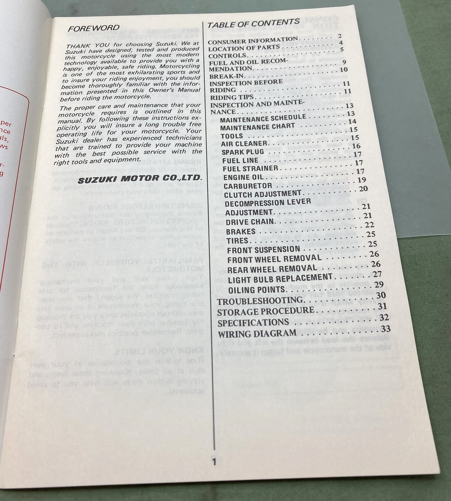 Genuine Suzuki 99011-38233-03A DR250 Owner's Manual 1984