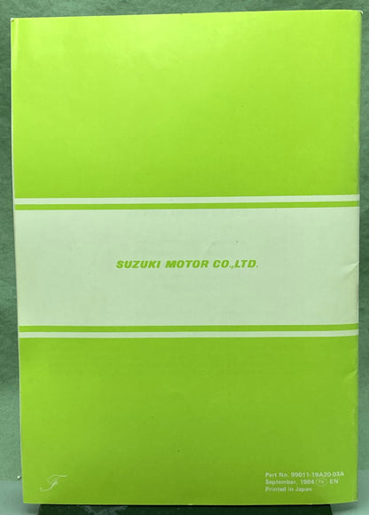 Genuine Suzuki 99011-19A20-03A LT250R Owner's Manual 1984