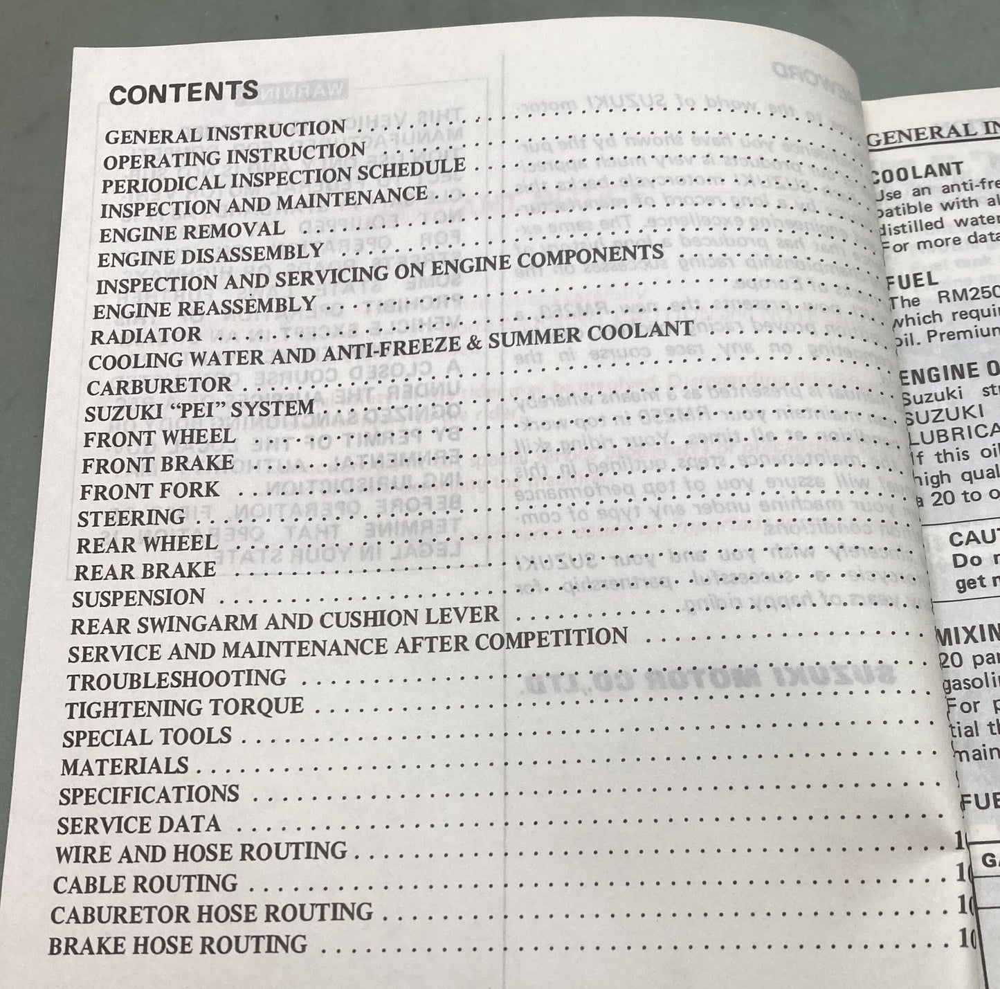 Genuine Suzuki 99011-00B22-03A RM250 Owner's Manual 1986