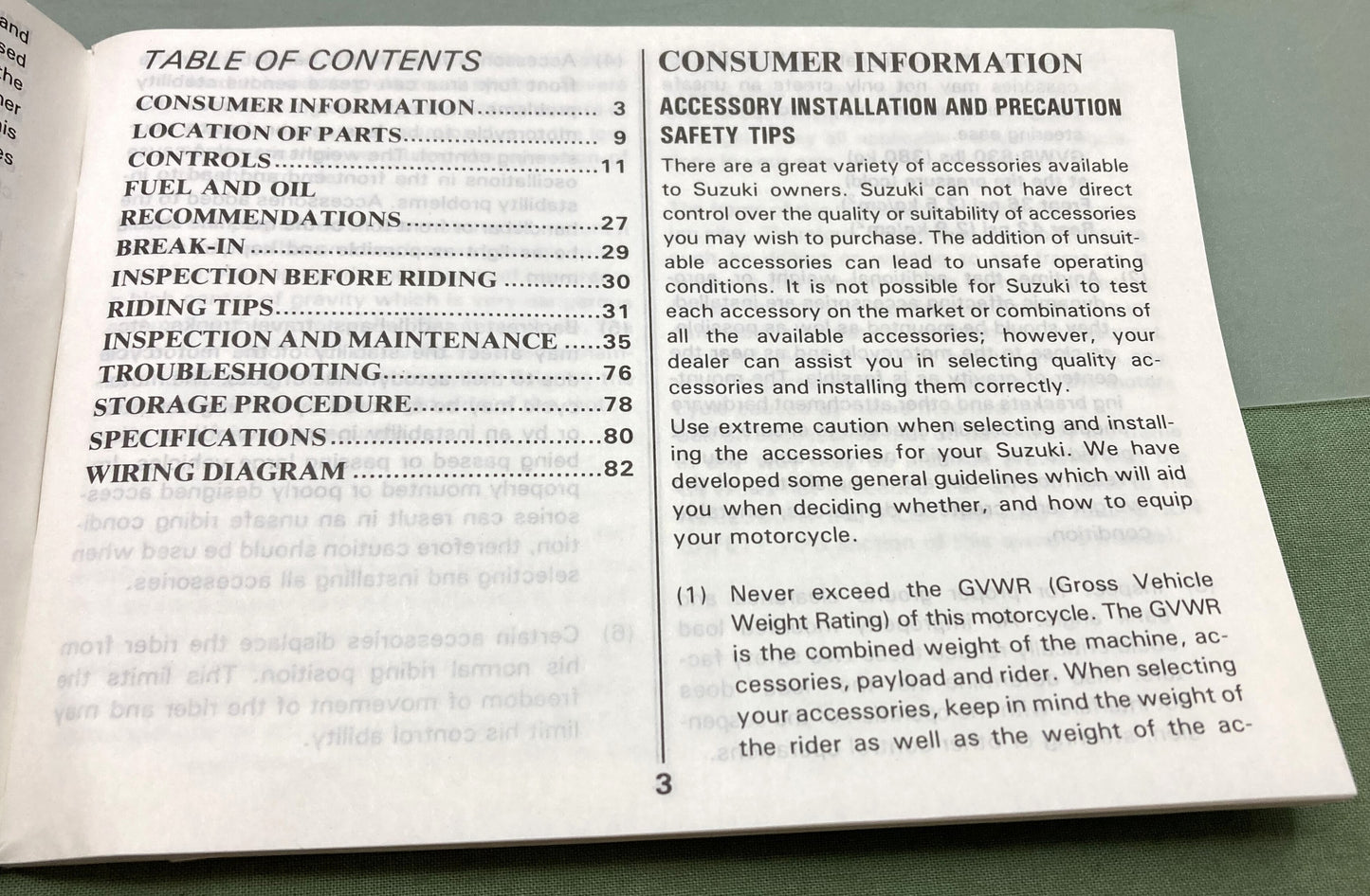 Genuine Suzuki 99011-27A22-03A GSX-R750 Owner's Manual 1987