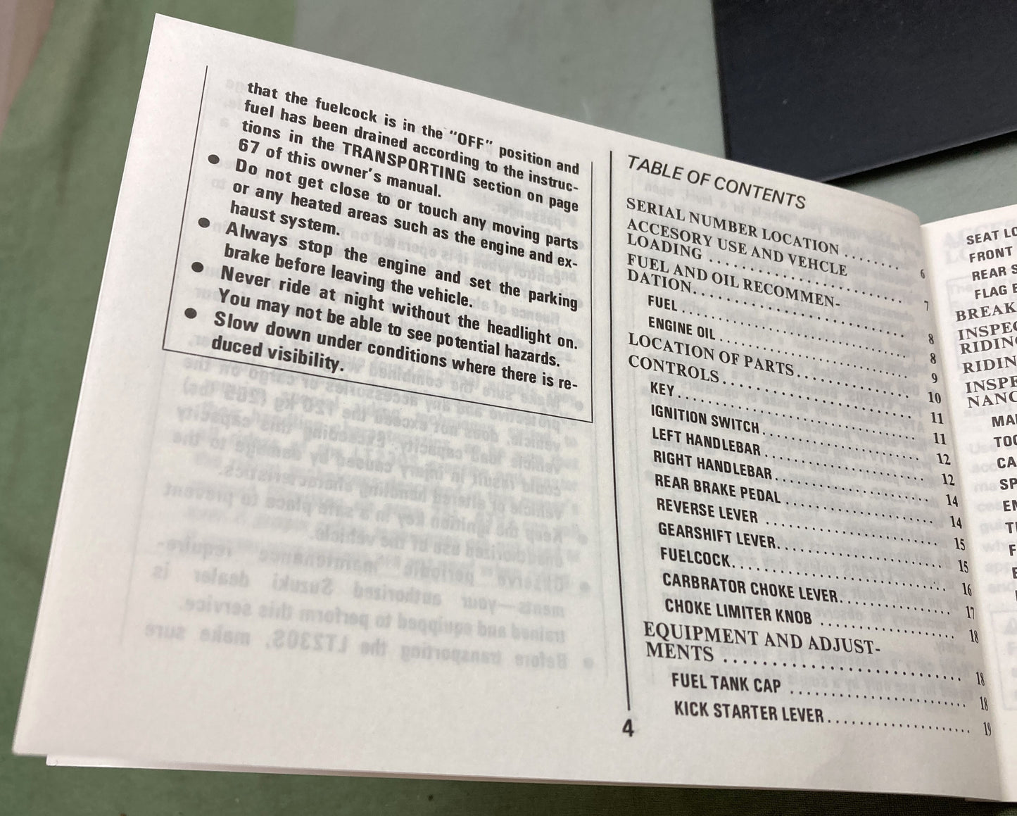 Genuine Suzuki 99011-22A23-03A LT230S Owner's Manual 1987