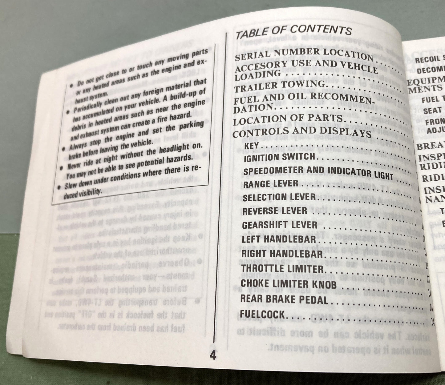 Genuine Suzuki 99011-19B21-03A LT-4WD Owner's Manual 1987