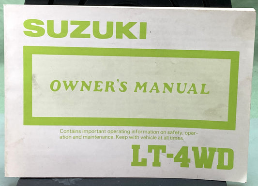Genuine Suzuki 99011-19B21-03A LT-4WD Owner's Manual 1987