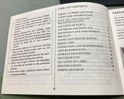 Genuine Suzuki 99011-19A21-03A LT250R Owner's Manual 1985