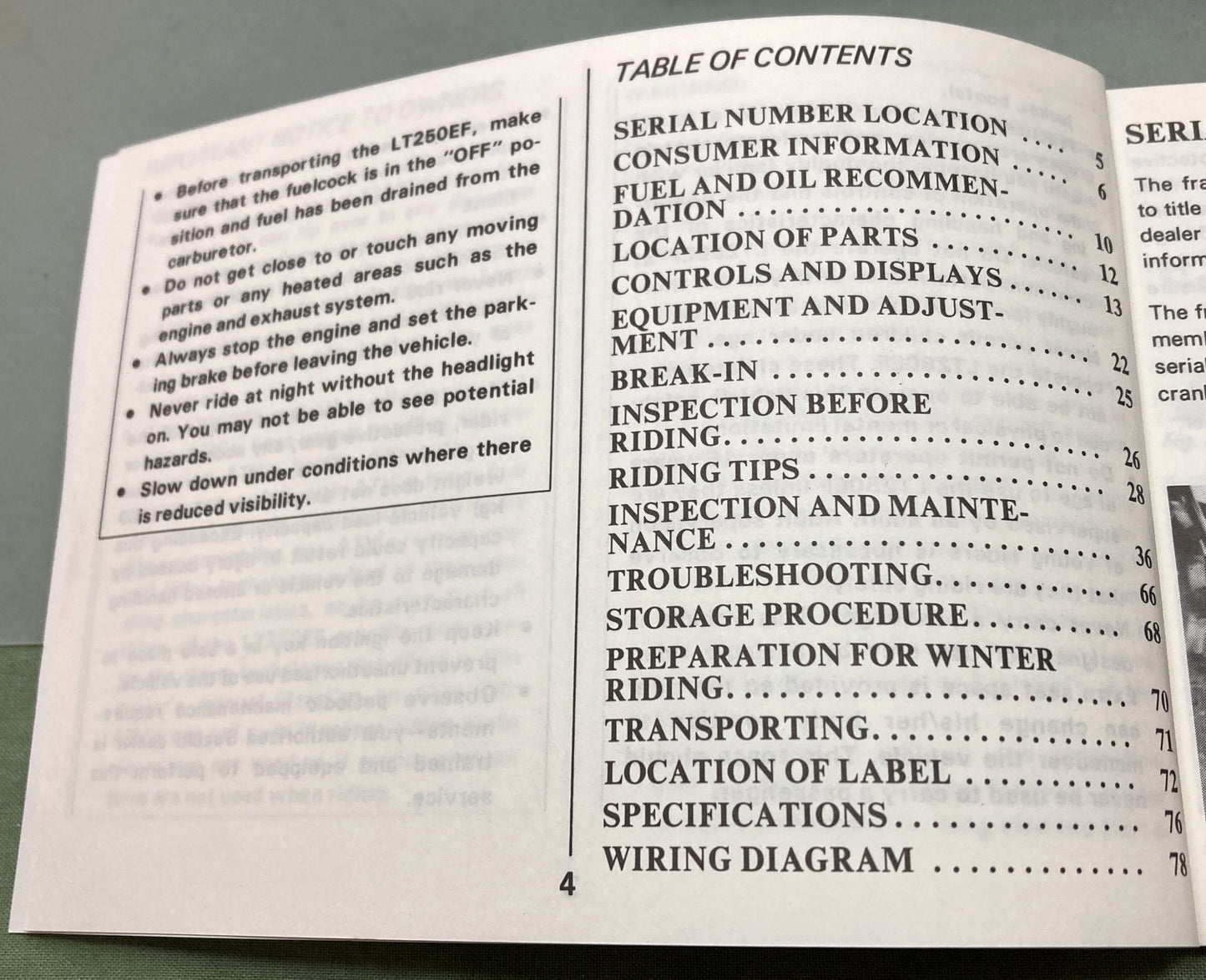 Genuine Suzuki 99011-24521-00A LT250EF Owner's Manual 1985