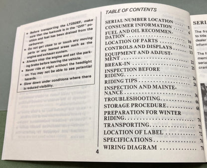 Genuine Suzuki 99011-24521-00A LT250EF Owner's Manual 1985