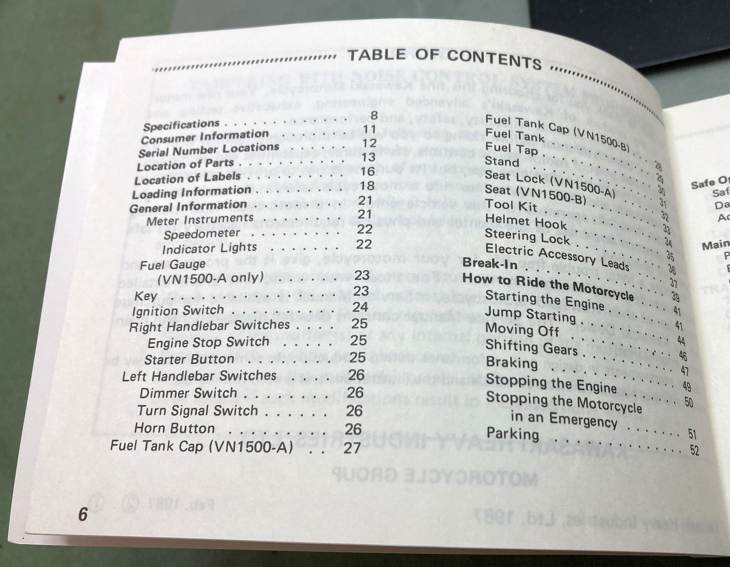 Genuine Kawasaki 99920-1353-02 Vulcan 88/88SE Owner's Manual 1987