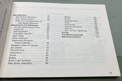 Genuine Kawasaki 99920-1353-02 Vulcan 88/88SE Owner's Manual 1987