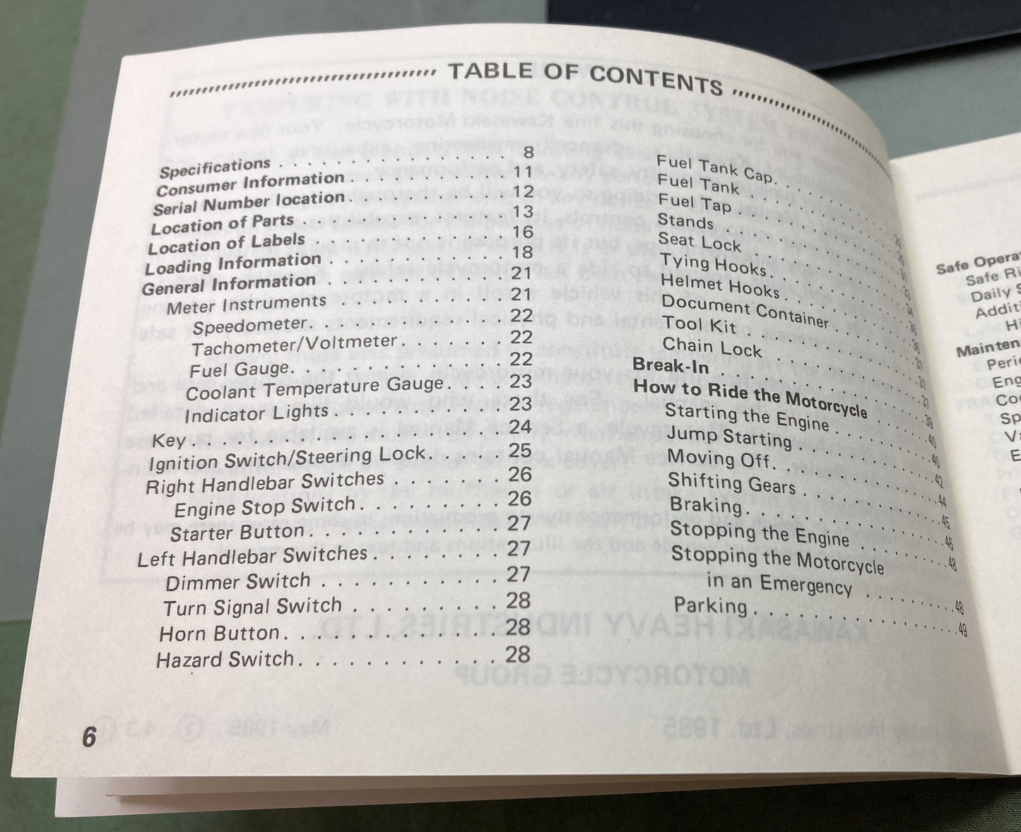 Genuine Kawasaki 99920-1271-01 Ninja 1000R Owner's Manual 1985