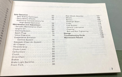 Genuine Kawasaki 99920-1271-01 Ninja 1000R Owner's Manual 1985