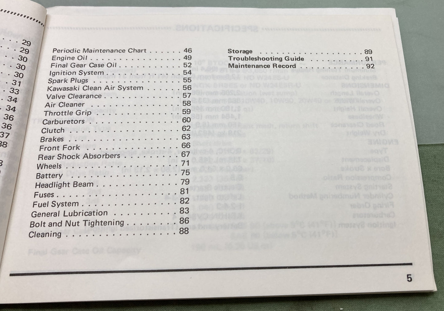Genuine Kawasaki 99920-1185-01 KZ750 Spectre Owner's Manual 1982