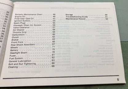 Genuine Kawasaki 99920-1185-01 KZ750 Spectre Owner's Manual 1982