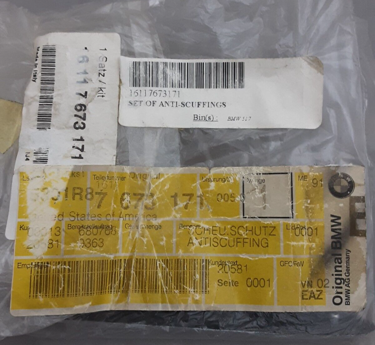 NEW GENUINE BMW 16117673171 ANTI-SCUFFINGS SET +1 F650GS 99-07 G650GS 08-09