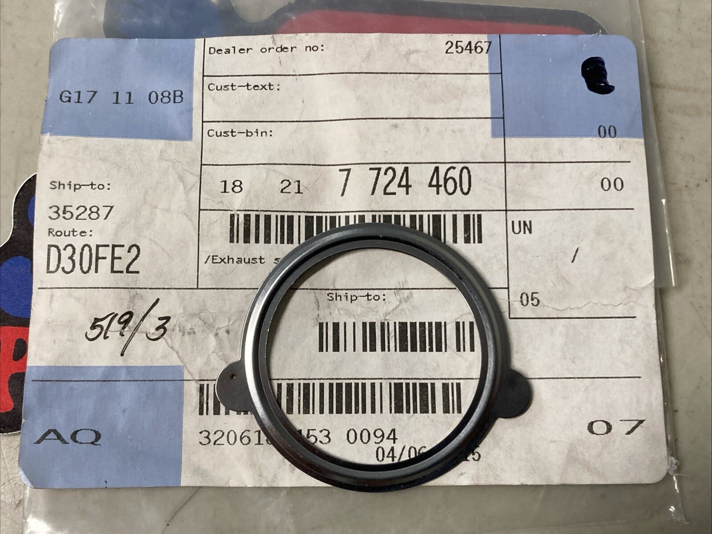 NEW GENUINE BMW 18217724460 EXHAUST SEAL K1600GT K1600GTL 2010-2012