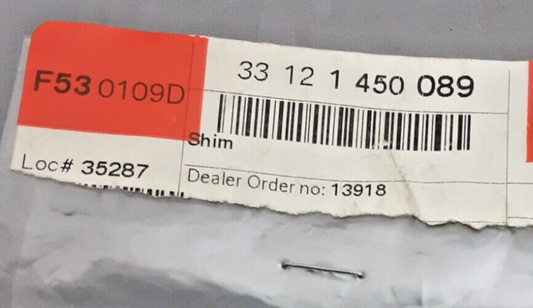 NEW GENUINE BMW 33121450089 SHIM R80GS K100 R80 1980-2008