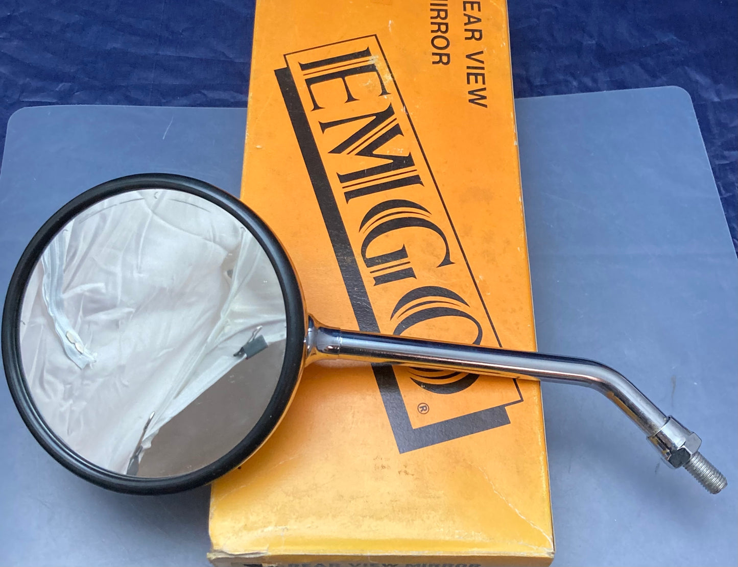 New Genuine Emgo 20-35200 Universal Round Mirror Long Stem Chrome Plated