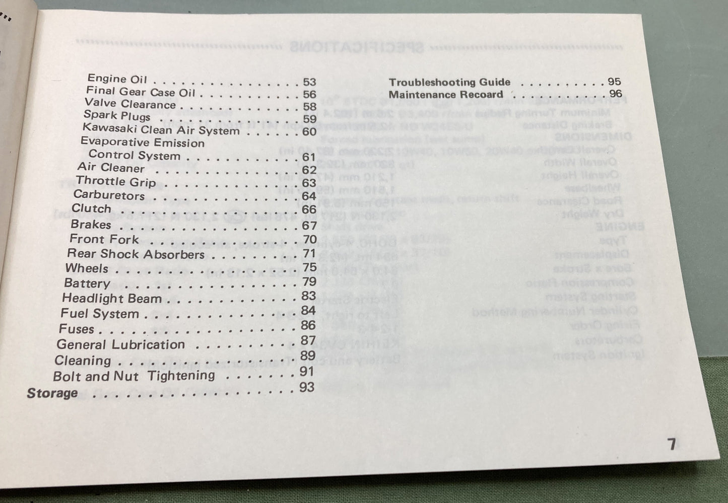 Genuine Kawasaki 99920-1262-01 LTD700 Owner's Manual 1983