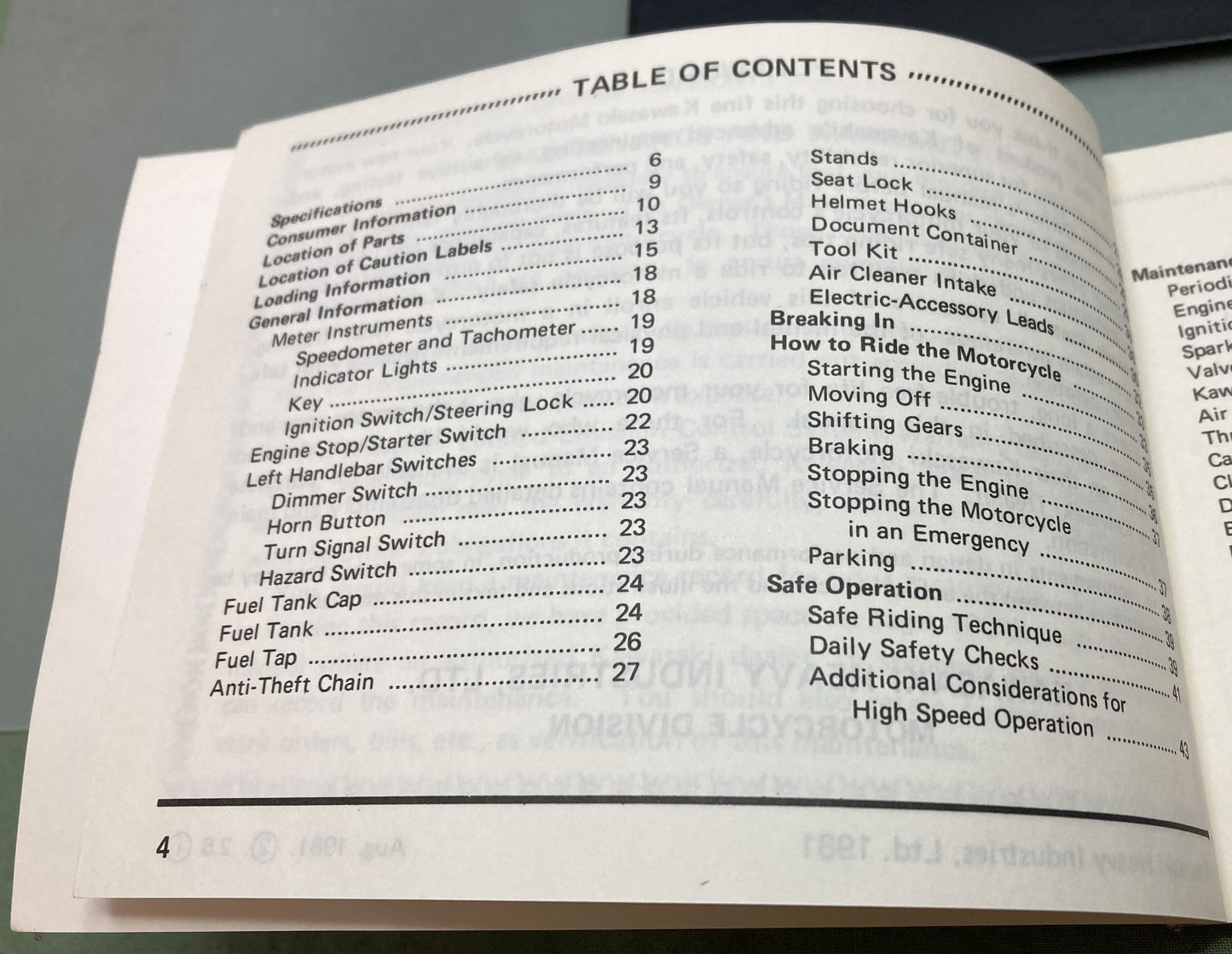 Genuine Kawasaki 99920-1144-02 KZ750LTD Owner's Manual 1981