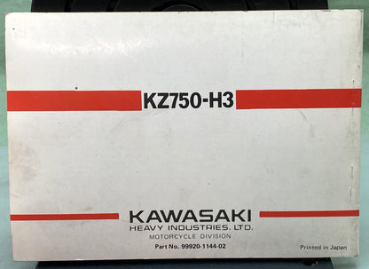 Genuine Kawasaki 99920-1144-02 KZ750LTD Owner's Manual 1981