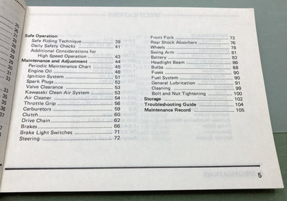 Genuine Kawasaki 99920-1136-03 KZ550LTD Owner's Manual 1981