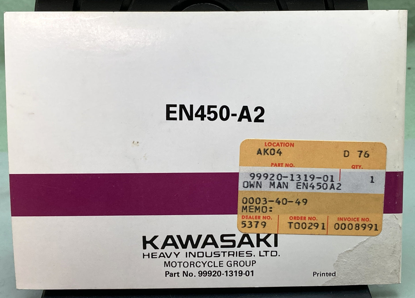 Genuine Kawasaki 99920-1319-01 454LTD Owner's Manual 1985