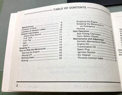 Genuine Kawasaki 99920-1218-01 KD80M Owner's Manual 1982
