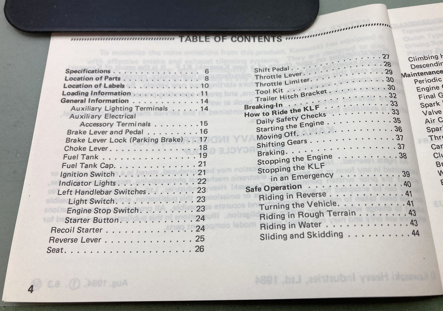 Genuine Kawasaki 99920-1297-01 Bayou 185 Owner's Manual 1984