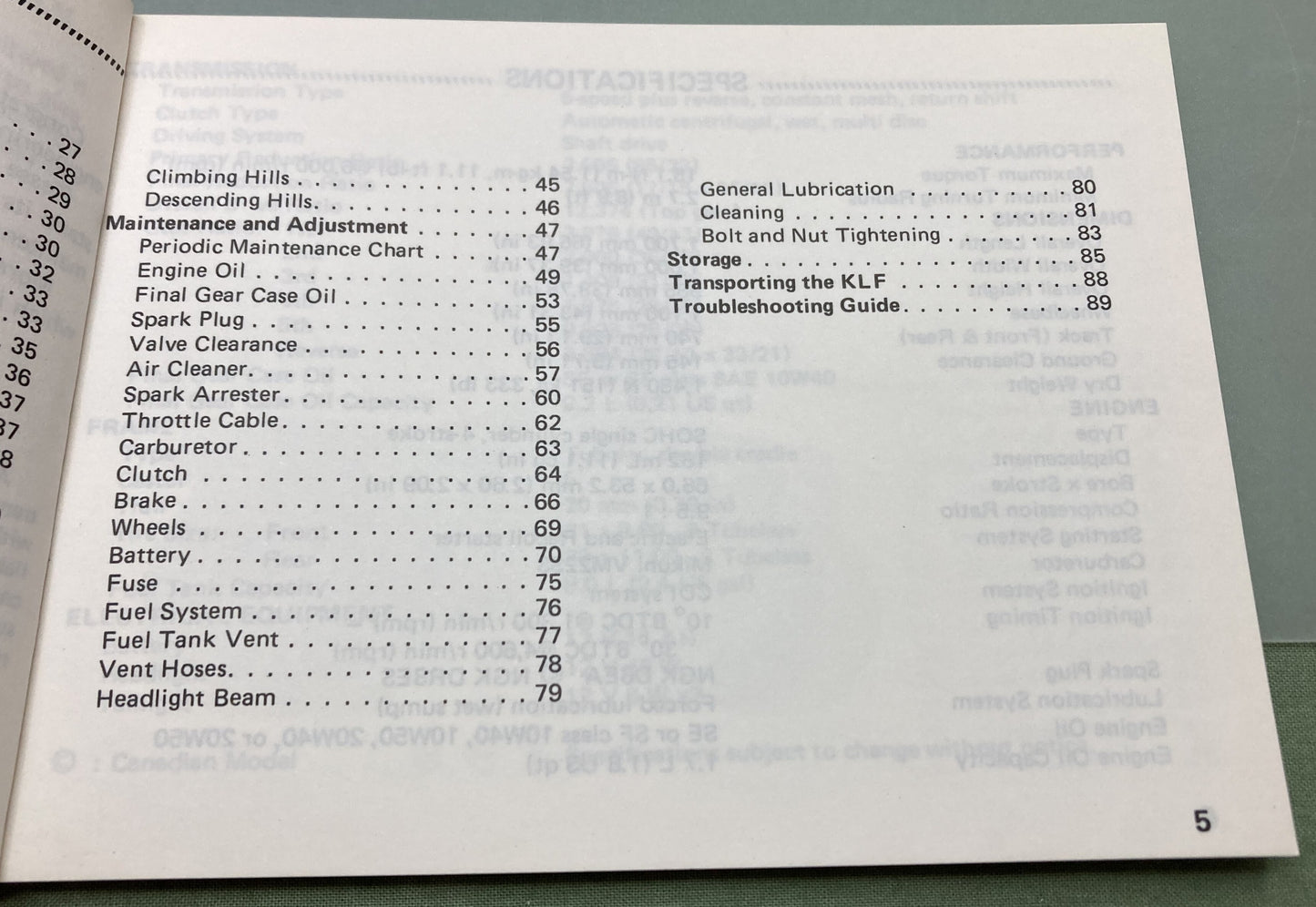 Genuine Kawasaki 99920-1297-01 Bayou 185 Owner's Manual 1984