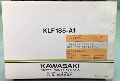 Genuine Kawasaki 99920-1297-01 Bayou 185 Owner's Manual 1984