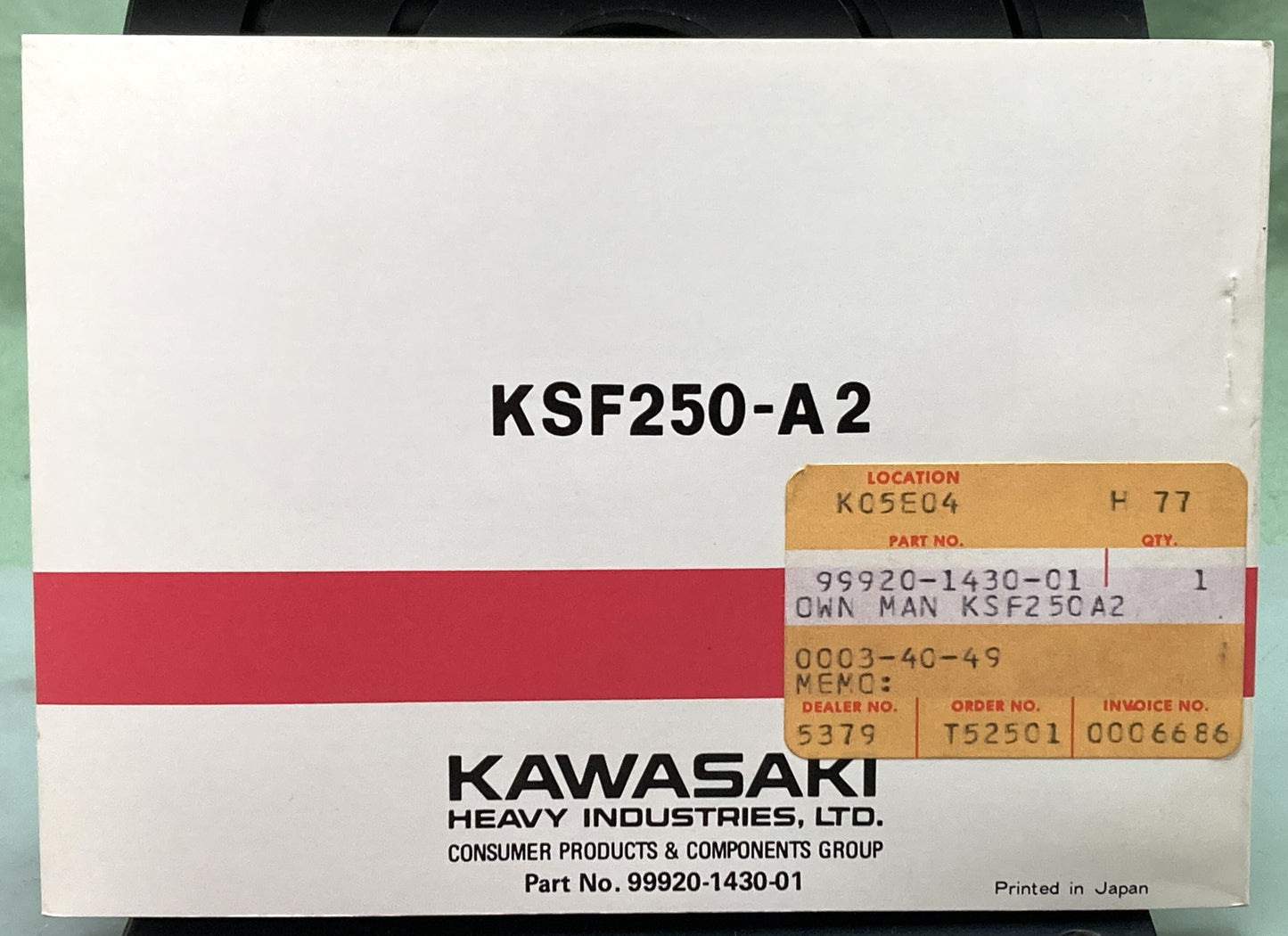 Genuine Kawasaki 99920-1430-01 KSF250 Mojave Owner's Manual 1987