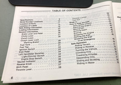 Genuine Kawasaki 99920-1430-01 KSF250 Mojave Owner's Manual 1987