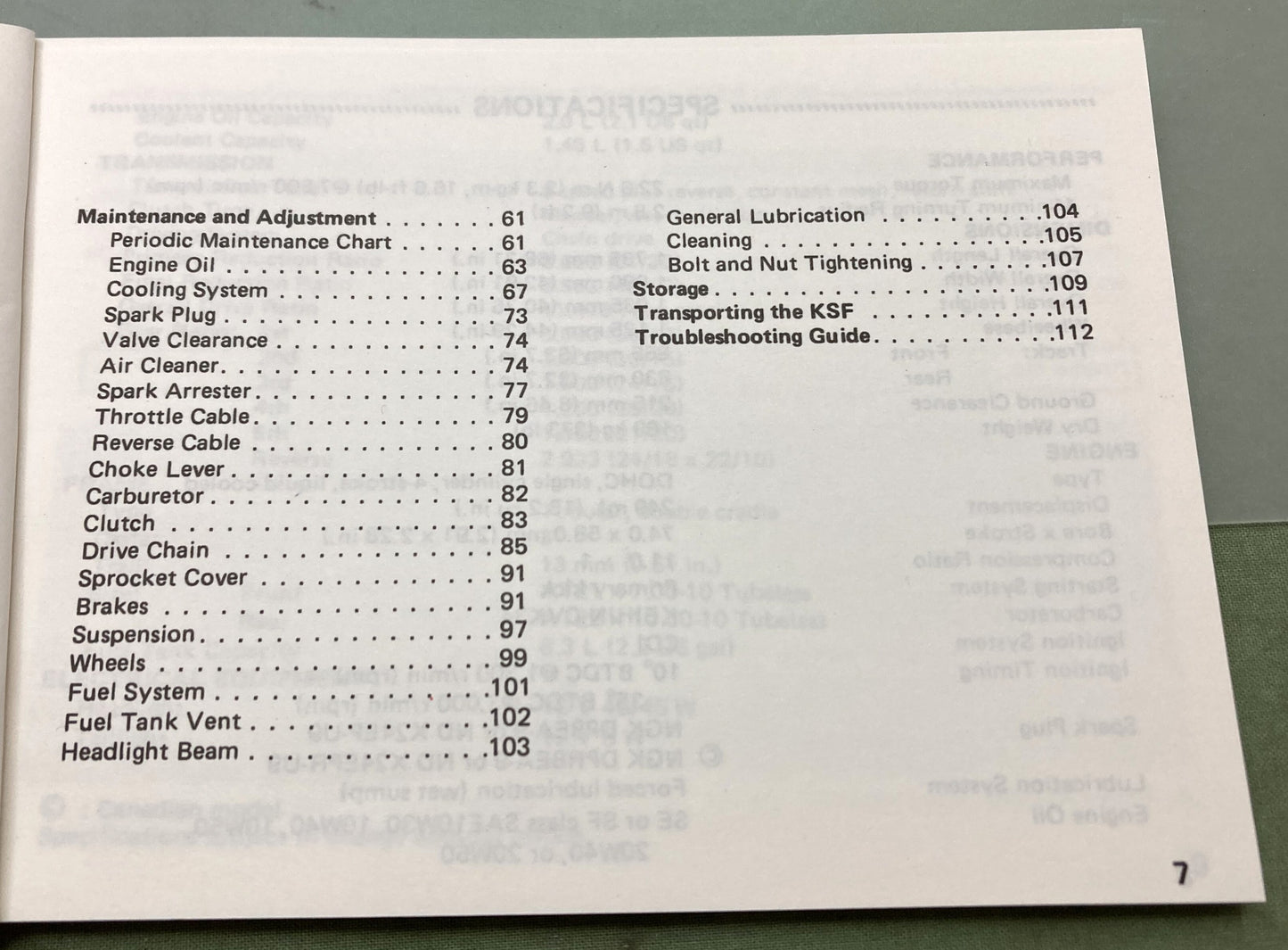 Genuine Kawasaki 99920-1430-01 KSF250 Mojave Owner's Manual 1987