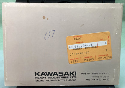 Genuine Kawasaki 99932-004-01 KZ400-D4 Owner's Manual 1976