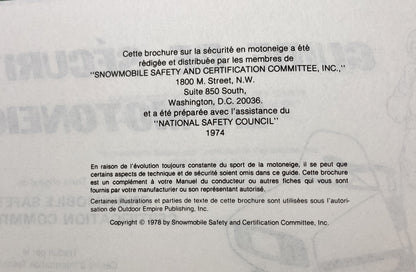 Genuine Bi-Lingual French/English Snowmobiler's Safety Handbook 1978
